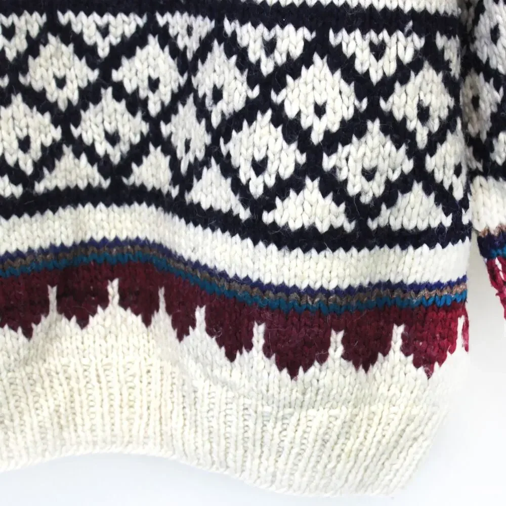 Door to the World Vintage Wool Fishermen Chunky Knit Pullover Sweater One Size